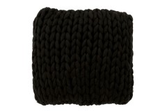 HAND KNITTED CUSHION BLACK 